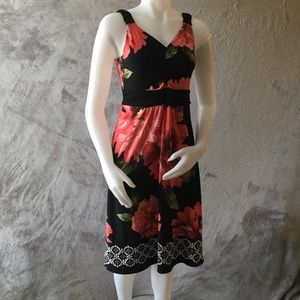 Black and Peach Floral Dress